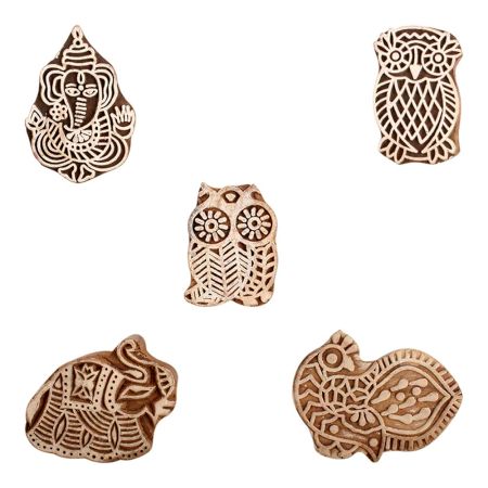 Set of 5 Piece New Mix Wooden Printing Block